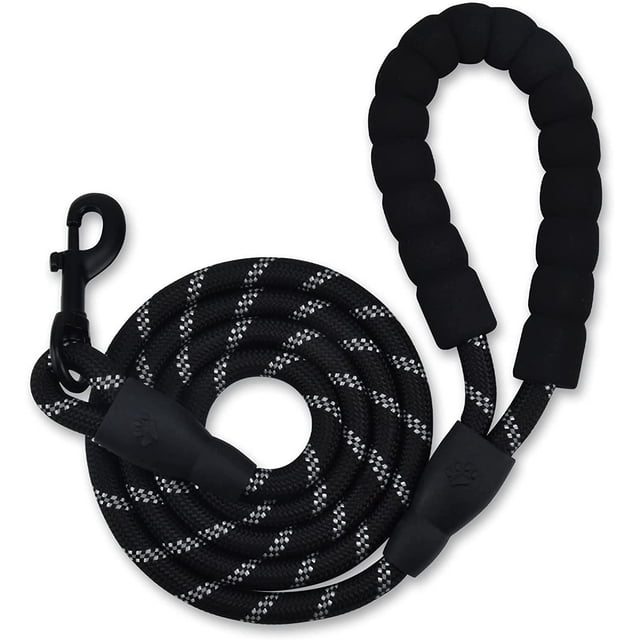 Correa para perro de nailon negra, 1,5 m de largo con asa acolchada, para caminar y entrenar diariamente, adecuada para perros medianos y grandes