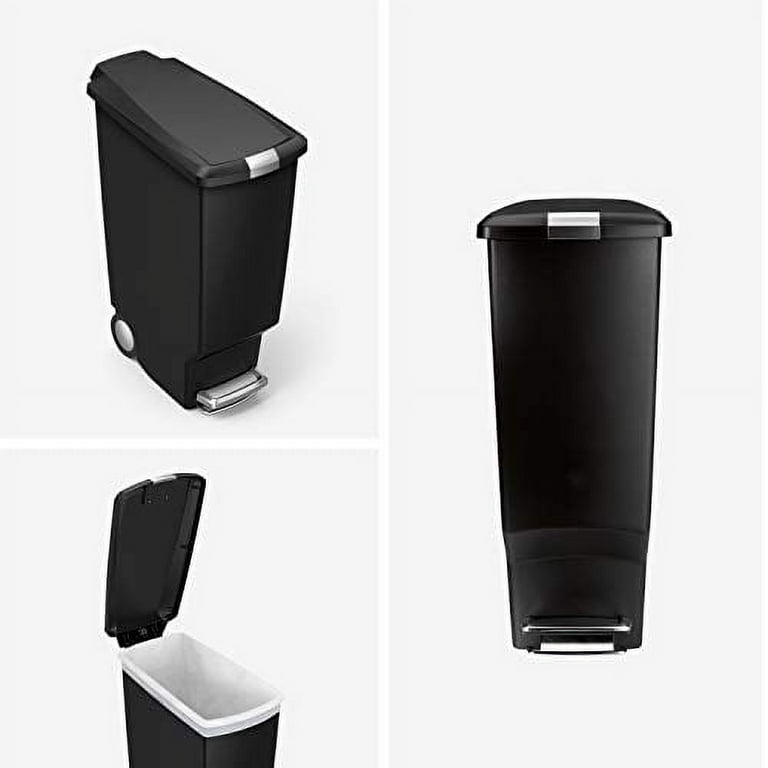 Simplehumanスリム40L simplehuman 40L Slim Step Kitchen Trash Can, Black Plastic