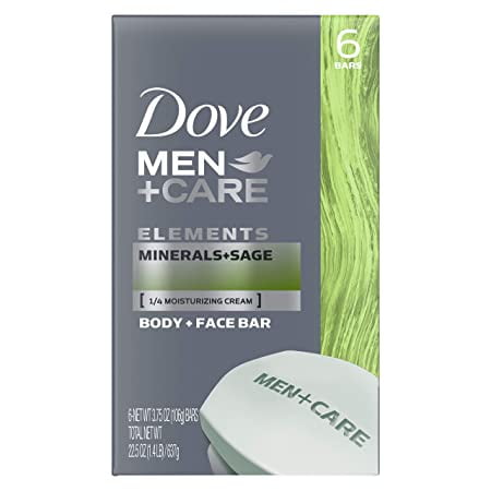 Dove Men+Care Body and Face Bar to Hydrate Skin Minerals + Sage More Moisturizing Than Bar Soap 3.75 oz 6 Bars