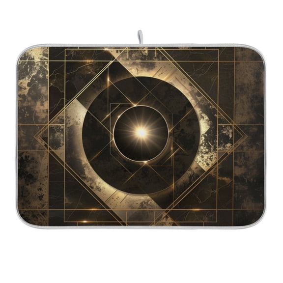 Abstract Coffee Geometric Dish Drying Mat 16x18 Absorbent Microfiber Draining Rack Pad for Kitchen Counter Sink