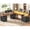 Black, variant on SEDETA Farmhouse L Shaped Standing Electric Desk with Storage, Height Adjustable Sit Stand Computer Desk with 3 Drawers, Monitor Shelf, Charging Port & LED Light, Black