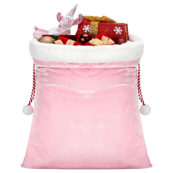 Christmas Gift Bag, Drawstring Gift Bag, Santa Claus Red Velvet Gift Packaging Backpack, Holiday Gift Storage Bag for Home Decoration and Christmas Celebration