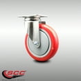 thumbnail image 2 of 5 Inch 316SS Red Polyurethane Wheel Swivel Top Plate Caster Service Caster, 2 of 2
