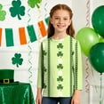 thumbnail image 4 of Tauxra Chandail de la Saint-Patrick pour Adultes, Chandail à Col Rond Imprimé à Manches 3/4, T-Shirt Décontracté à Manches Longues avec Graphique de Trèfle pour Activités Festives, 4 of 6