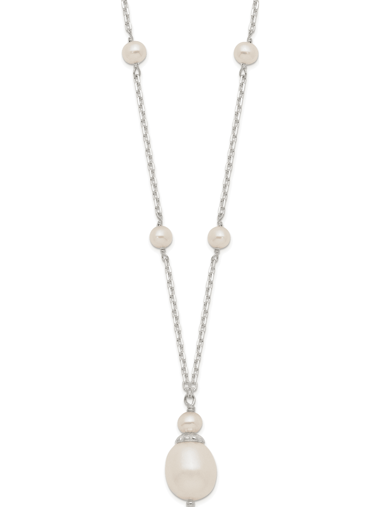 Jewelry Necklaces Pearls Sterling Silver Double Pattern with light Grey FW Cultured Pearl Neck