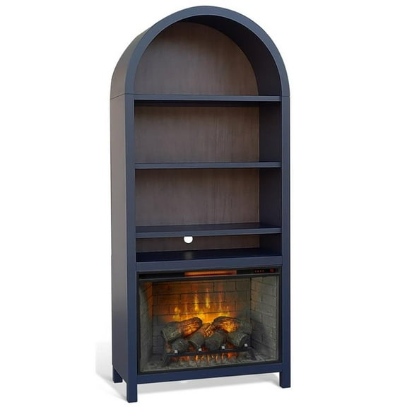 Pemberly Row Contemporary 37" Arch Bookcase with Electric Fireplace