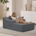 thumbnail image 1 of GAZHOME Oversized Chaise Lounge Chair Indoor, Corduroy Upholstered Sofa Bed, Cloud Floor Sofa Bed, Comfy Sleeper Couch Reading Chairs for Bedroom Living Room, No Assembly, Grey, 1 of 8