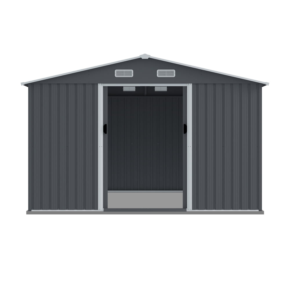 8x10 FT Metal Tool Shed - Features Sliding Doors & Ventilation for Lawn Mowers & Bike Storage