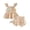 Beige, variant on WRKEKC Girls 2 piece Outfits Double Flutter Sleeve Straps Top and Lace Bow Hem Shorts Set for 3-24 Months