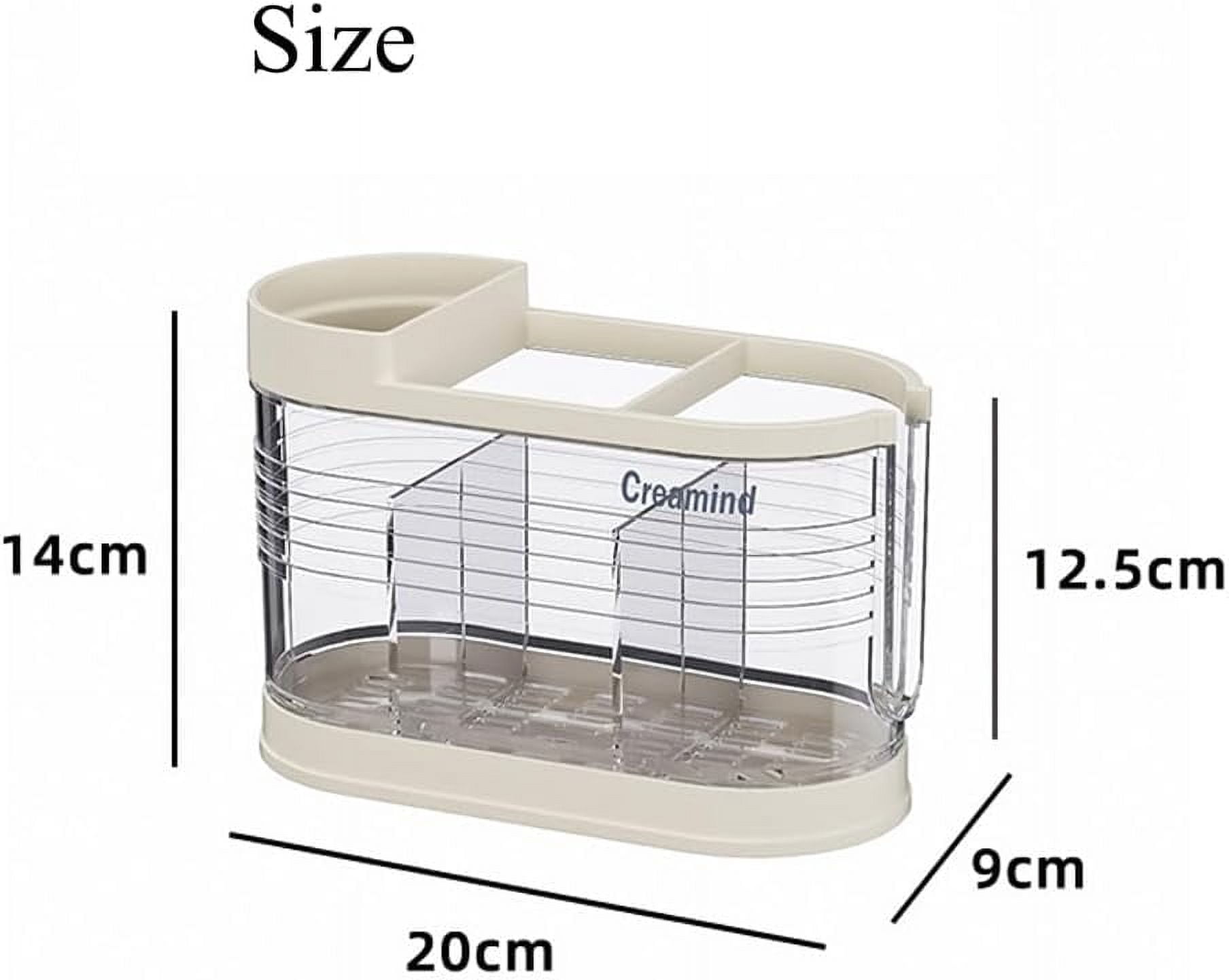 ABPETE Clear Countertop Cutlery Drying Holder Utensil Holder Cutlery Drainer Tableware Holder Box Tabletop Separated Fork Chopstick Kitchen Storage Cutlery Utensil Organizer