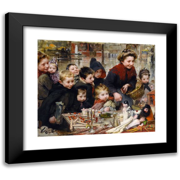 Henry Jules Jean Geoffroy 14x12 Black Modern Framed Museum Art Print Titled - The Joy of the Little Ones (1906)