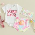 thumbnail image 2 of CAICJ98 Baby Girl Summer Clothes Outfit Funny Letter Romper Shorts Set Infant Girl Clothes 0 3 6 12 18 months 2Pcs Summer Playwear Beach Outfits (Red,6-12 Months), 2 of 7