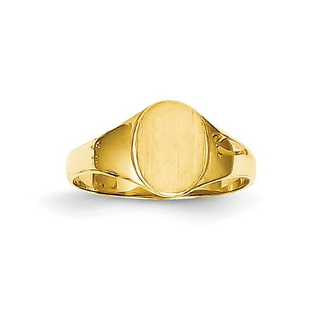 14k Yellow Gold Child's High Polished Oval Baby Signet Ring