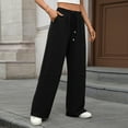 thumbnail image 6 of XPMWRP Womens Wide Leg Sweatpants High Waisted Drawstring Straight Leg Baggy Comfy Casual Trendy Pull On Pockets Pants Black L, 6 of 9