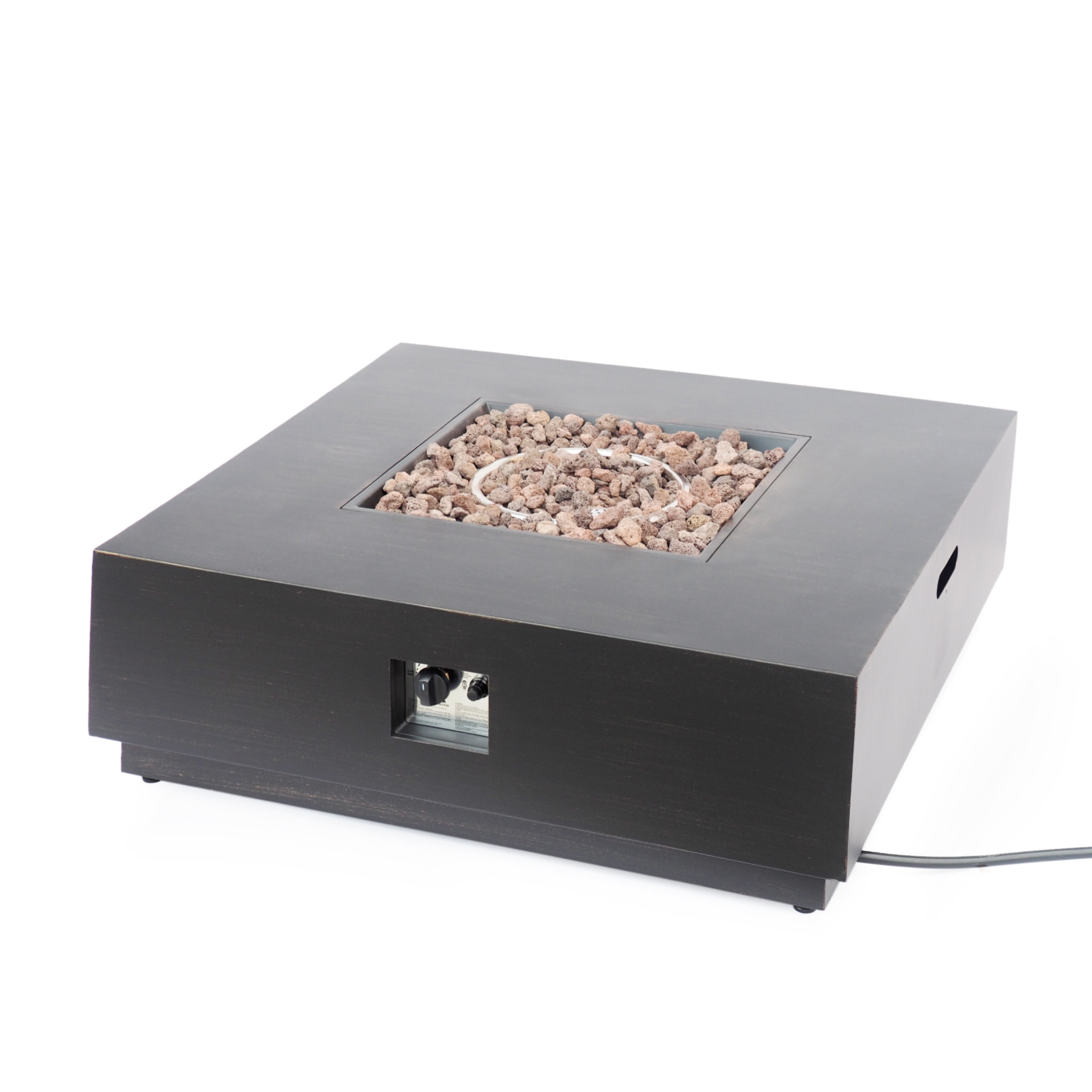 Reign Metal Outdoor 50,000 BTU Square Fire Pit (No Tank Holder), Brushed Brown