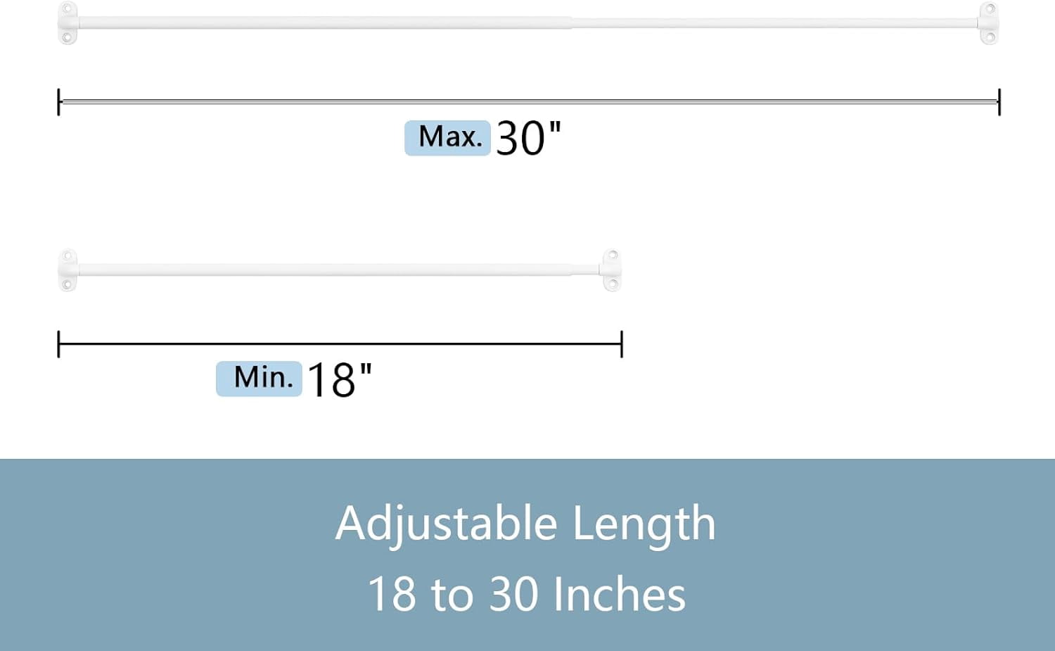 CozyNestFinds 1 Pack Screwed Sash Curtain Rod Adjustable 18-30 Inch, 3/8 In. Diameter, French Door Curtain Rods, Cafe Window Rod (White)