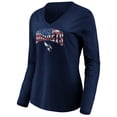 thumbnail image 2 of Women's Navy Charlotte Hornets Banner Wave V-Neck Long Sleeve T-Shirt, 2 of 3