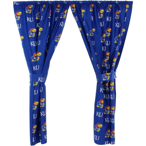 Kansas Jayhawks 100% Cotton, 63" Curtain Panels, Set of 2