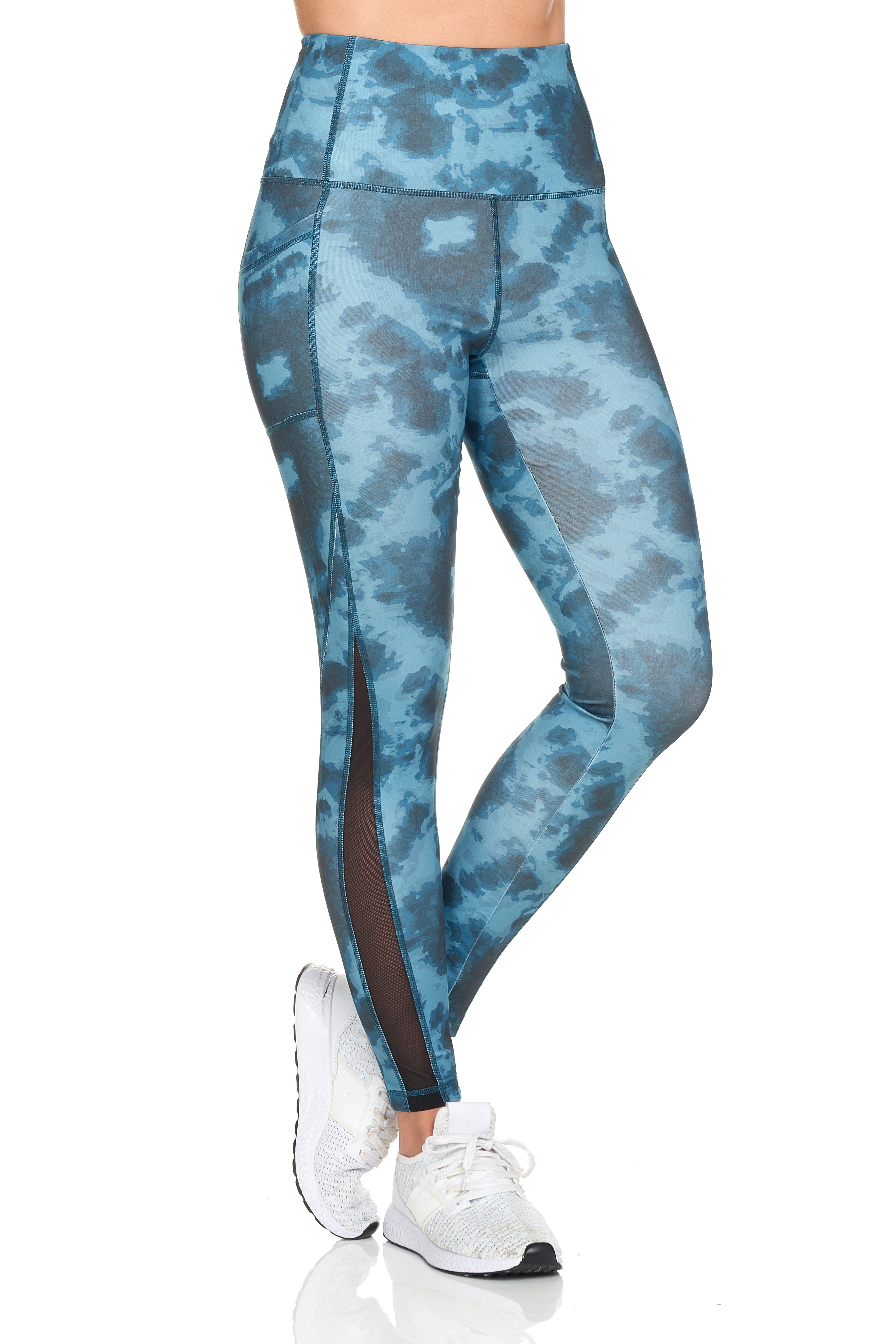 BSP Women's Tie-Dye Full Length Leggings With Mesh & Pockets