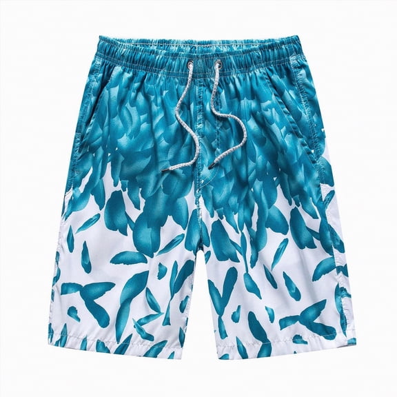 KPOPLK Mens Casual Shorts Elastic Waist Drawstring Loose Fit Summer Beach Vacation Shorts with Pockets(Sky Blue,XXXL)