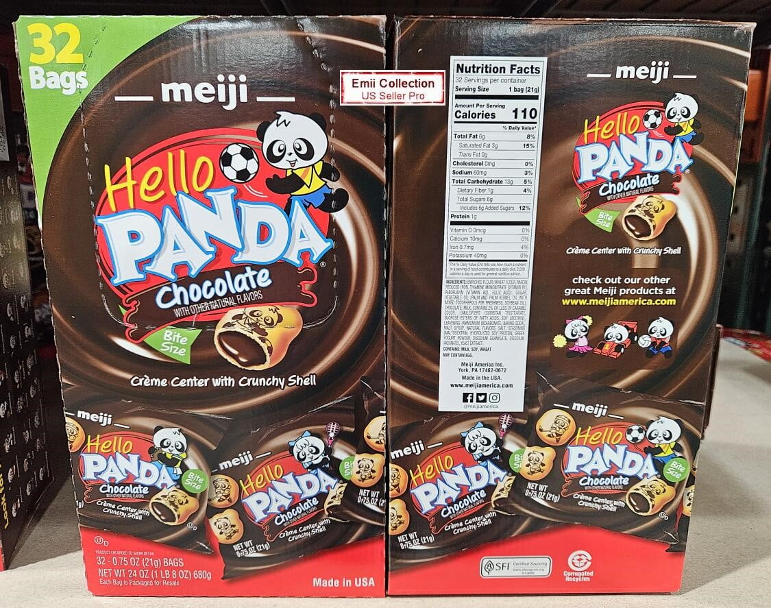 【未開封】ボボパンダバイト BObo Panda Byte Meiji Hello Panda Bite Size 32 Bags Chocolate Cookies 24oz 680g (2