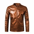 thumbnail image 4 of JOANKDMI Leather Jacket Men Moto Jacket Vintage Motorcycle Biker Coat Stand Collar Full Zip Casual Slim Fit PU Outerwear with Zipper Pockets for Fall Spring, 4 of 8