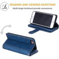 thumbnail image 3 of Funda tipo cartera para iPhone 6 iPhone 6s, 9 ranuras para tarjetas, bolsillo con cremallera, funda de piel sintética, color azul, 3 of 5