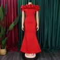 thumbnail image 3 of AURA Women's Off Shoulder Mermaid Maxi Dress Solid Color Pleated High Waist S-XXXL, 3 of 7