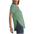 thumbnail image 4 of USSUMA Summer Tops for Women 2025 Women's Fashion Solid V-Neck Short Sleeves Casual T-Shirt Top Leisure Holiday Saving Mint Green Polyester S, 4 of 6