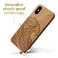 thumbnail image 3 of Case Yard Wooden Case Outside Soft TPU Silicone, Slim Fit Shockproof Wood Protective Phone Cover for Girls Boys Men and Women, Supports Wireless Charging Eagle Design case for iPhone-XS-Max, 3 of 7