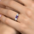 thumbnail image 4 of Gem Stone King 925 Sterling Silver Purple Amethyst and White Moissanite Engagement Ring for Women | 2.00 Cttw | Round 6MM | Gemstone February Birthstone | Size 8, 4 of 7