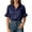 Navy, variant on Summer Blouses for Women Puff Short Sleeve Button Down Collared Pleated Front Shirts Dressy Casual Tops