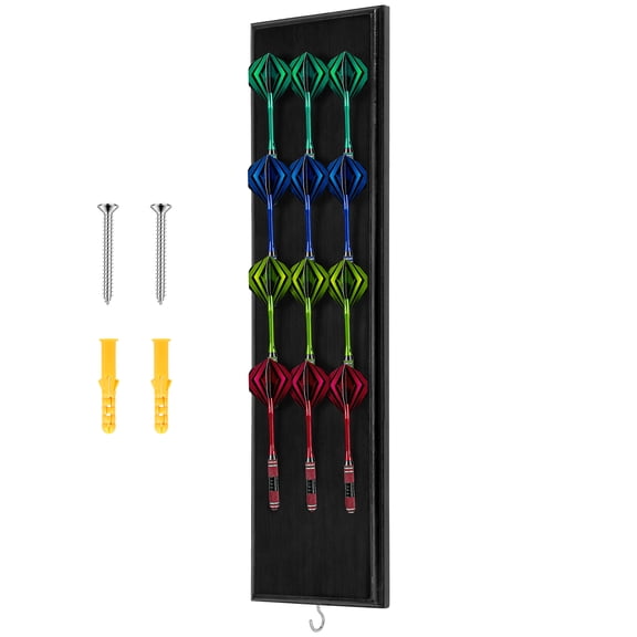FKSZLL Darts Caddy Wall Mounted Wooden Darts Holder with Metal Hook Space Saving Storage Rack for Game Room Apartment (Black)