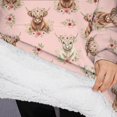 thumbnail image 3 of Oversized Wearable Blanket Hoodie,Pink Highland Cow Flower Pattern Sherpa Blanket Hoodie with Super Pockets,Super Warm Fuzzy Pullover for Women & Men, 3 of 6