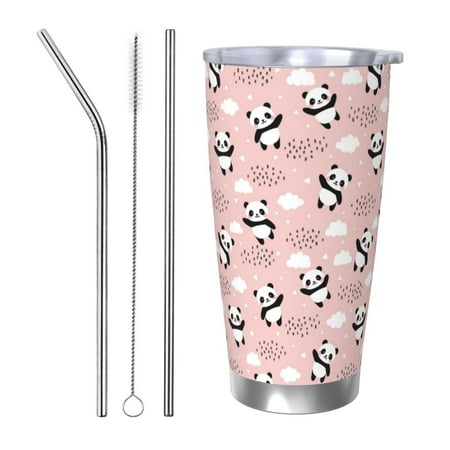 

Matuu Panda Flying in the Sky (2) for 20oz Durable Thermal Cups Keep Drinks Cold and Hot Insulated Car Mug with Lid-Straw Three-piece Set