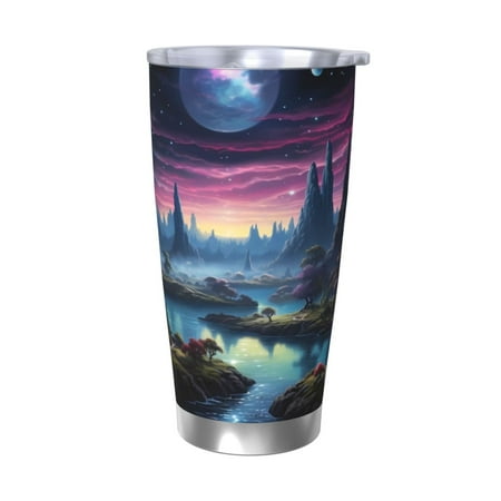

KLL Fantasy Landscape Starry Night Print 40oz Stainless Steel Insulated Car Cup with Spillproof Lid - Keep Your Drink Hot or Cold on the Go-Without Straw