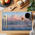 thumbnail image 2 of Beach Coastal Placemats Set of 6 Summer Nautical Seaside Sky Blue Pink Place Mats Indoor Wipeable Table Mats Washable Cloth Dining Table Placemats for Kitchen Holiday Party Home Decor 13x19 Inch, 2 of 9
