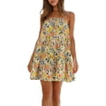thumbnail image 1 of Gupgi Robe Mini à Bretelles Spaghetti pour Femme, Style Bohème, Robe Courte Fluide, Robe d'Été Fluide, Robe de Plage pour les Vacances, 1 of 1