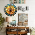 thumbnail image 4 of Stained Glass Wall Clock Home Decor Art 10-Inch Silent Wooden Wall Clock, Battery Operated (AA Batteries Not Included), Artistic Home Decor, 4 of 7
