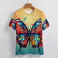 thumbnail image 4 of Colorful Butterfly Women T-Shirt Classic O Neck T-Shirts Short-Sleeve Trendy Animal Print Design Tshirt Casual Clothing, 4 of 5