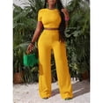 thumbnail image 3 of AURA Womens Plus Size Two Piece Outfit Wrinkled Strap Top and Pants Set Casual Summer Bigsize Matching Set, 3 of 5