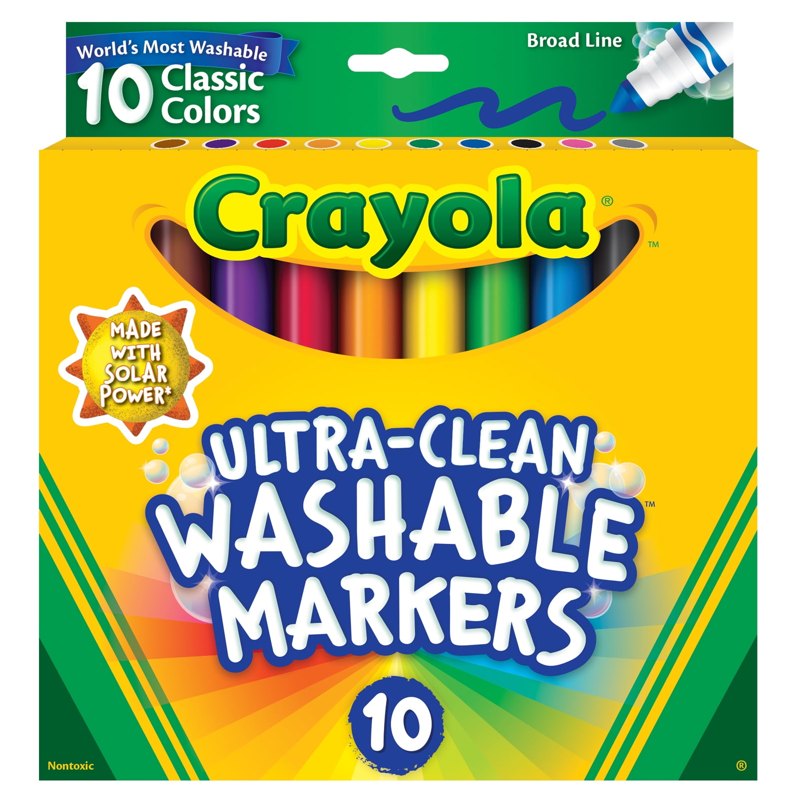 Crayola Ultra-Clean Markers, Broad Line, Classic Colors, 10 Per Pack, 8 Packs
