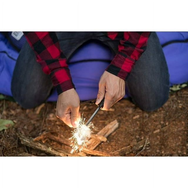 EIGTHTAIL Lanceur de Feu à Silex en Magnésium avec Boussole, Étanche, Convient aux Urgences, Outil à Silex de Survie pour Camping, Randonnée, Backpacking, Multioutil, Lanceur de Feu au Magnésium avec Silex et Acier