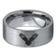 thumbnail image 2 of Tungsten Flying Eagle Band Ring 8mm Men Women Comfort Fit Gray Flat Cut Brushed Polished, 2 of 4