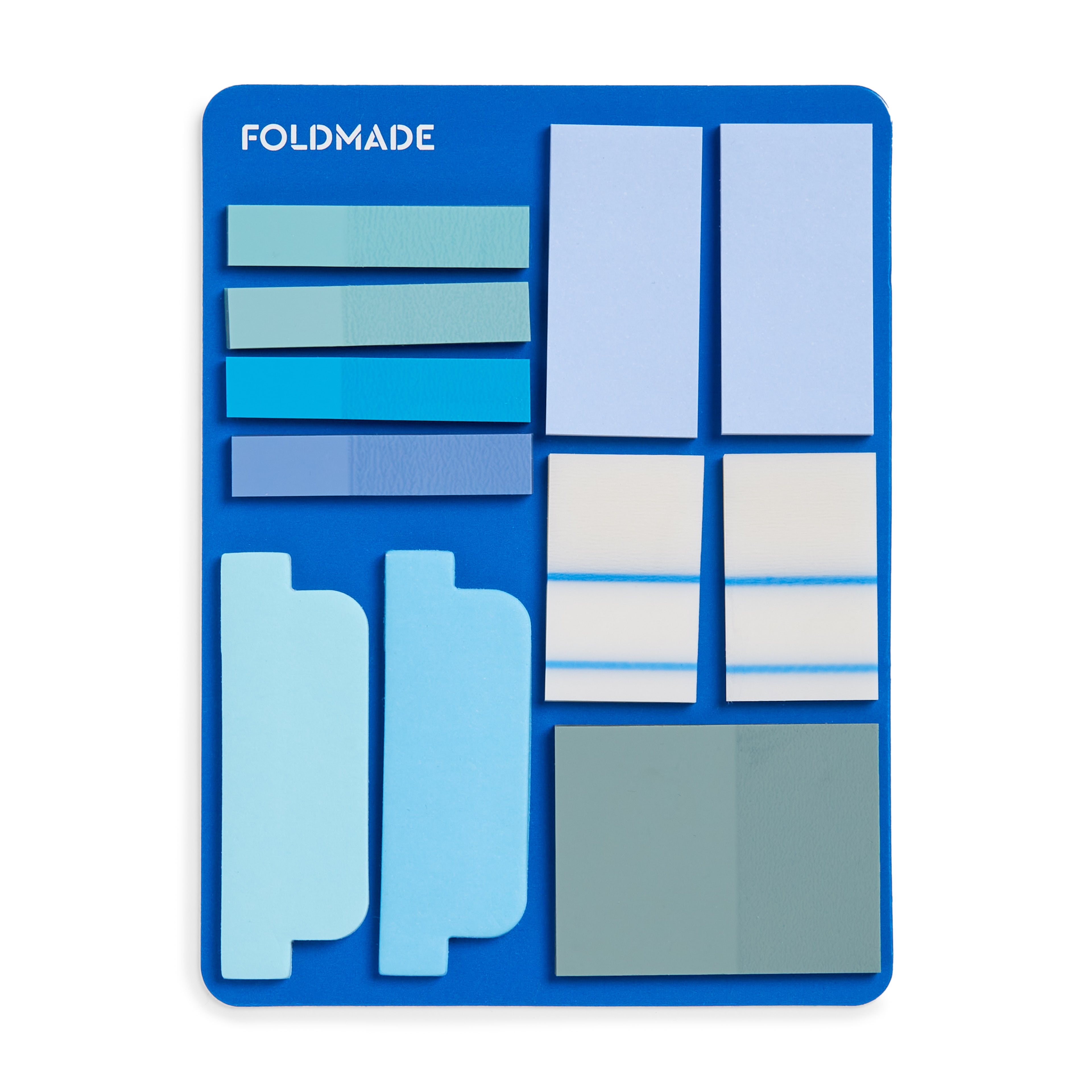 Foldmade Flag Tab Note Pad Set, 620 Count, Peel-N-Stick Holder, Neon Blue