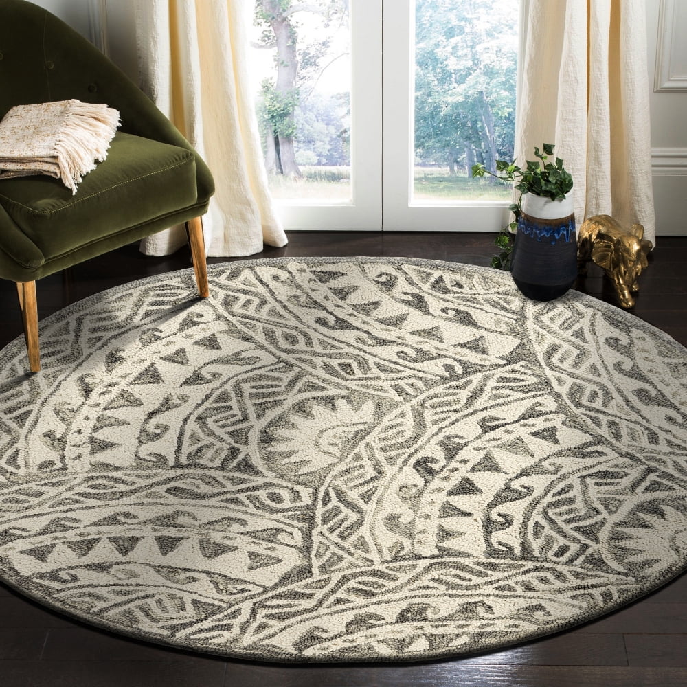 LR Home Dazzle Tribal Aztec Gray 4' x 4' Round Indoor Area Rug