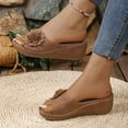 thumbnail image 4 of Flower Wedge Beach Slipper Sandals for Women 2025 Boho Casual Summer Women's Platform Walking Dress Slip on, 4 of 8