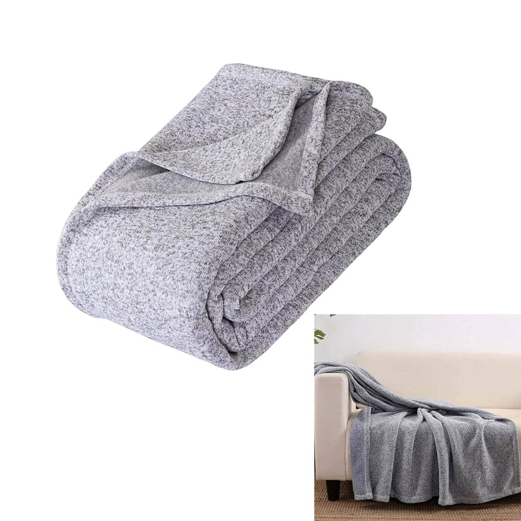 Machine Washable Breathable Gray Blanket for Sofa Bed Camping and Living Space