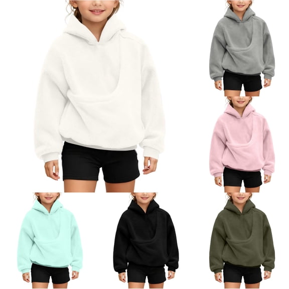 Weebloom Pet Pouch Hoodies For Kids Unisex Oversized Trendy Puppies Cats Shoulder Straps Pockets Long Sleeve Hooded Sweatshirts For Boys Girls White 9-10 Years