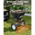 thumbnail image 3 of GIMMYFIVE Tow Behind Broadcast Spreader, 130 lb Capacity, 10" Pneumatic Tires,Adjustable Seed Stream, 3 of 7